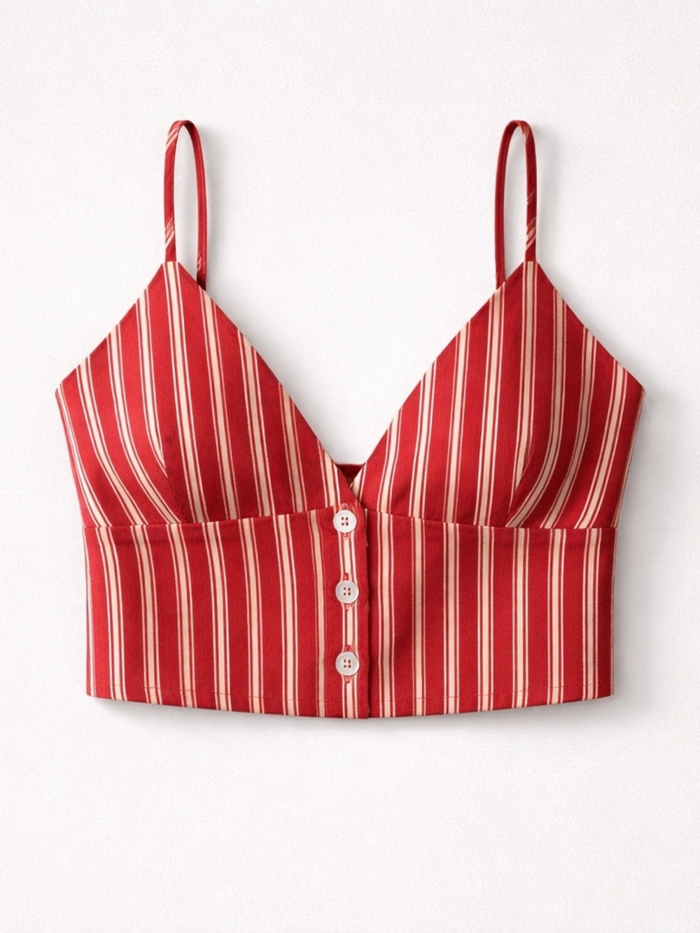 ZARA Red Striped Crop Top – NWT XS – Button Front Bustier – Cotton Summer Top